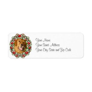 Golden Retriever Christmas wreath Label