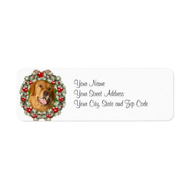 Golden Retriever Christmas wreath Label (Front)
