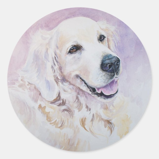 Golden retriever classic round sticker (Front)