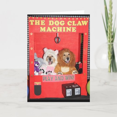 Golden Retriever Claw Machine Birthday Card