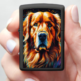 Golden Retriever Close-Up Vibrant portrait Zippo Lighter