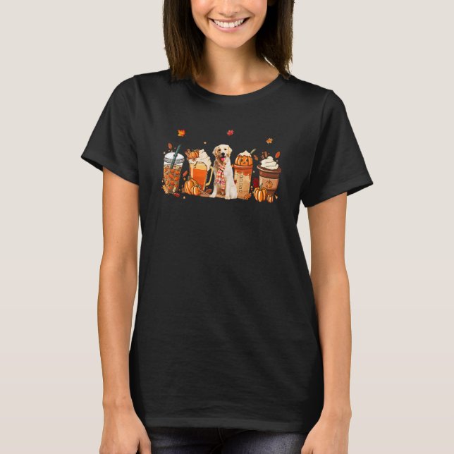 Golden Retriever Coffee Drink Pumpkin Spice Latte  T-Shirt (Front)