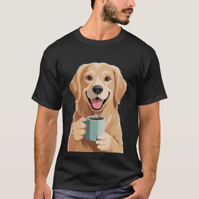 Golden Retriever + Coffee Shirt – Funny Dog Design (Front)