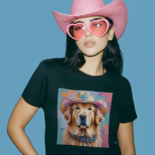Golden Retriever Colorful Aesthetic Cowgirl Shirt 