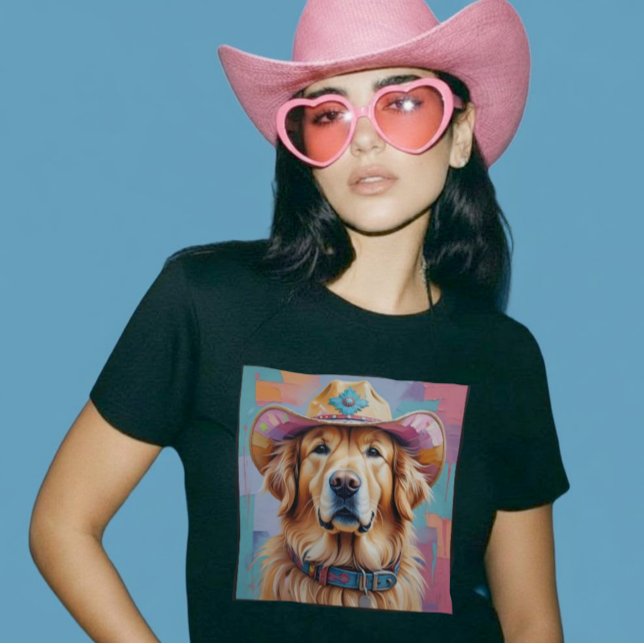 Golden Retriever Colorful Aesthetic Cowgirl Shirt  (Golden Retriever Colorful Aesthetic Cowgirl Shirt )