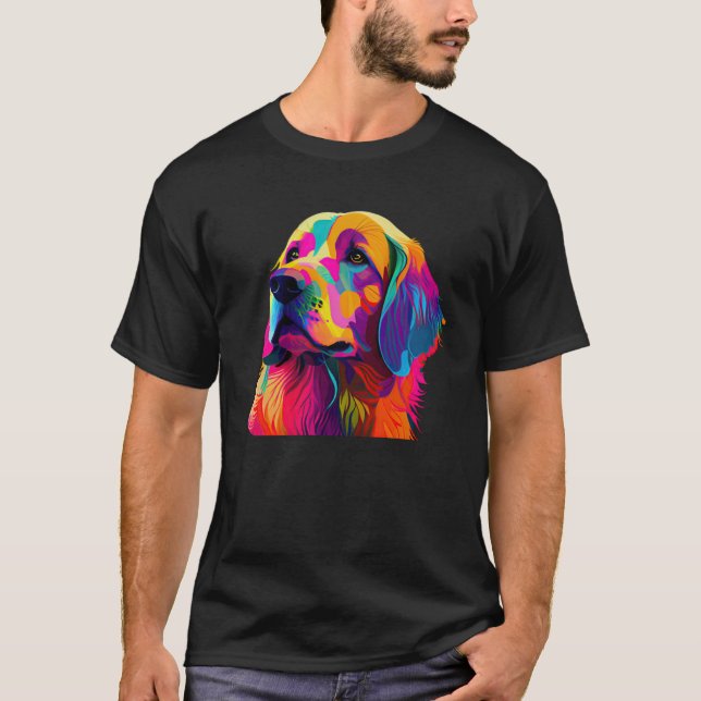 Golden Retriever  Colorful Pop Golden Retriever T-Shirt (Front)