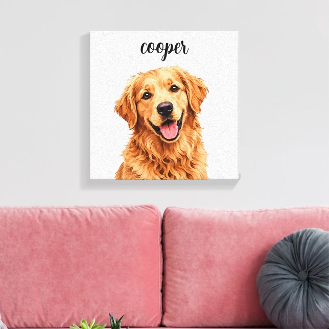 Golden Retriever “Cooper” Custom Name Canvas Print (Insitu(LivingRoom))