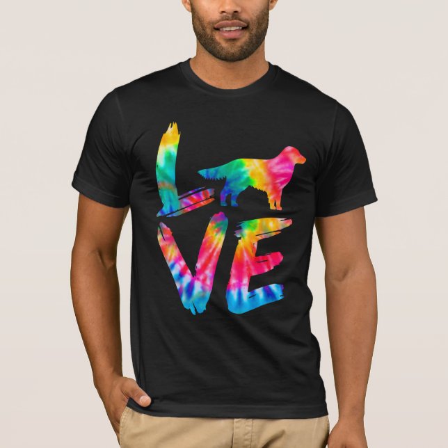 Golden Retriever Corgi Tie Dye Love Dog Mom Dad T-Shirt (Front)