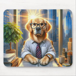 Golden Retriever Corporate Businessman Mouse Pad