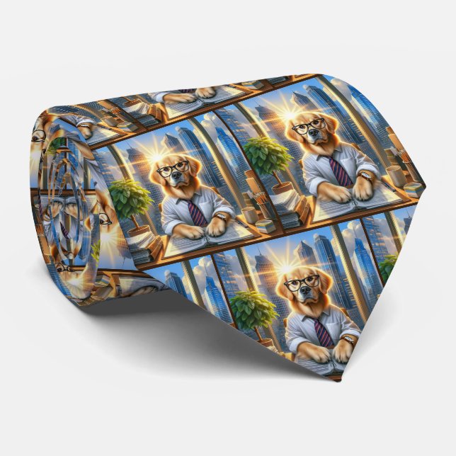 Golden Retriever Corporate Businessman Neck Tie (Rolled)