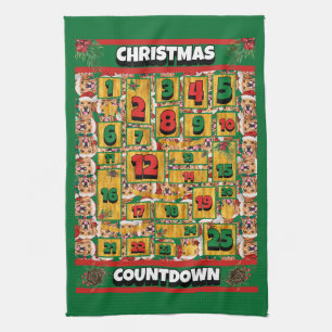 Golden Retriever Countdown Christmas Advent Dog Kitchen Towel