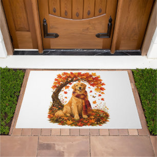 Golden Retriever Cozy Autumn Thanksgiving Doormat