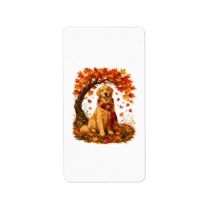 Golden Retriever Cozy Autumn Thanksgiving Label