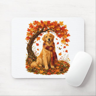 Golden Retriever Cozy Autumn Thanksgiving Mouse Pad