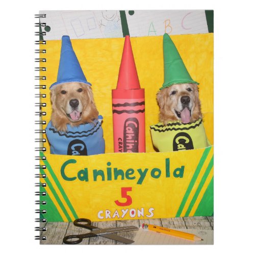 Golden Retriever Crayons in a Crayon Box Notebook