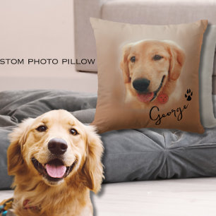 Golden Retriever Custom Dog Photo Image Throw Pillow