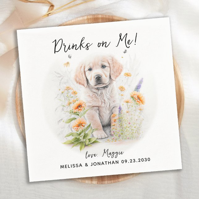 Golden Retriever Custom Dog Wedding Cocktail Napkins (Creator Uploaded)