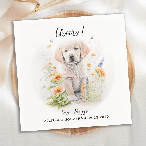 Golden Retriever Custom Dog Wedding Cocktail Napkins