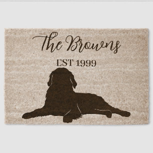 Golden Retriever Custom Family Name Welcome Fiber Doormat