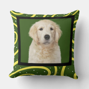 Golden Retriever customized pattern photo frame Throw Pillow