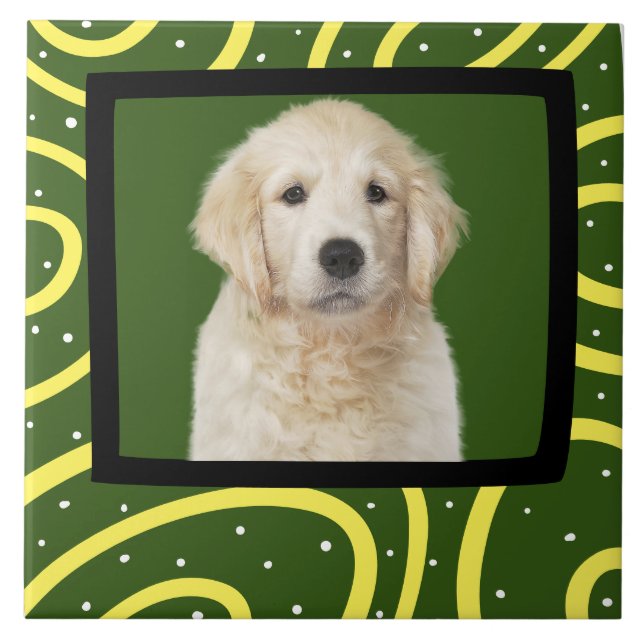 Golden Retriever customized photo frame  Ceramic Tile (Front)