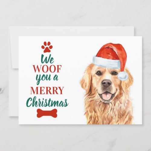 Golden Retriever Cute Dog Merry Christmas  Holiday Card