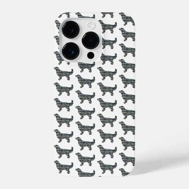 Golden Retriever Cute Dog Silhouette Grid White iPhone Case (Back)