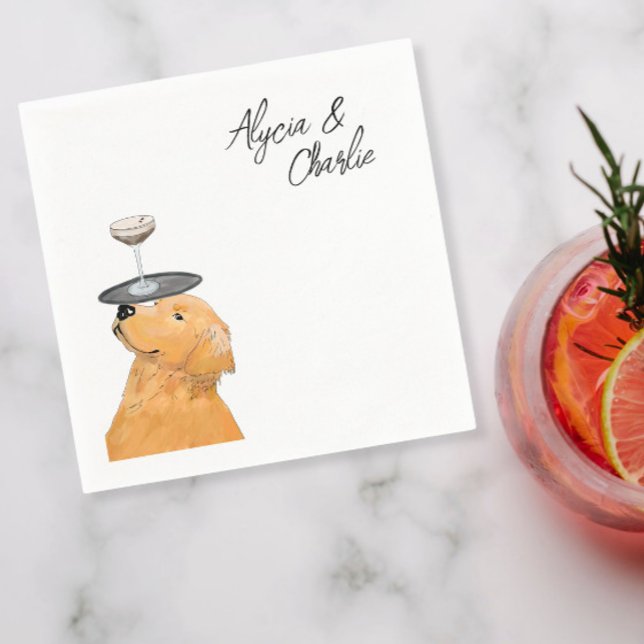 Golden retriever cute drawing with drinks napkins (Creator Uploaded)