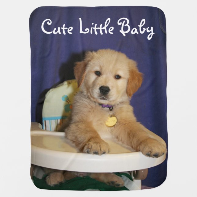 Golden Retriever Cute Little Baby Baby Blanket (Front)