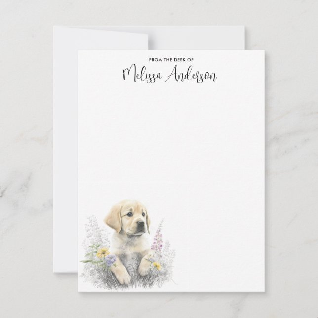 Golden Retriever Cute Puppy Dog Personalized Note Card (Front)