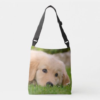 Golden Retriever Cute Puppy Dog Photo - On Crossbody Bag by Kathom_Photo at Zazzle