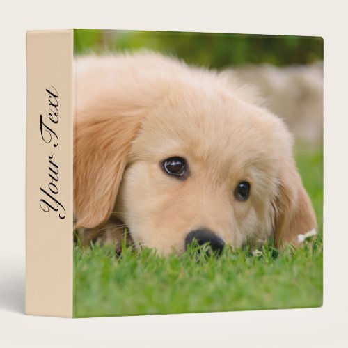 Golden Retriever Cute Puppy Dreams Dog Head Photo 3 Ring Binder
