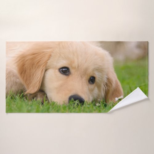 Golden Retriever Cute Puppy Dreams Dog Head Photo Bath Towel Set