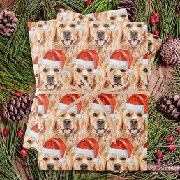 Golden Retriever Cute Santa Dog Christmas Holiday Wrapping Paper Sheets