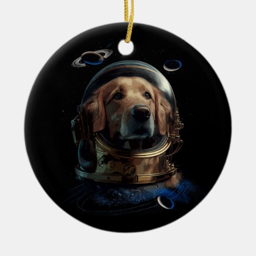 Golden Retriever Dad Astronaut Helmet Dog Astronau Ceramic Ornament