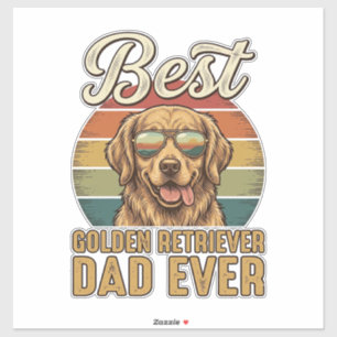 Golden Retriever Dad Ever Vintage Sunset Shirt Des Sticker