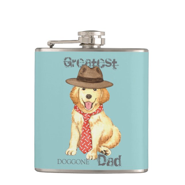 Golden Retriever Dad Flask (Front)