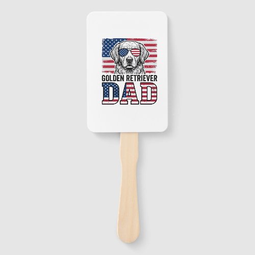 Golden Retriever Dad Patriotic Vintage Dog Shirt_1 Hand Fan