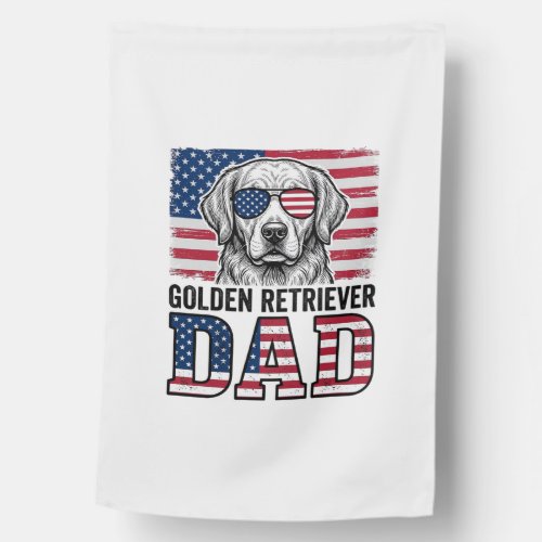 Golden Retriever Dad Patriotic Vintage Dog Shirt_1 House Flag