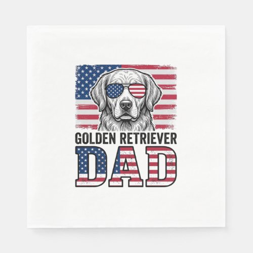 Golden Retriever Dad Patriotic Vintage Dog Shirt_1 Napkins