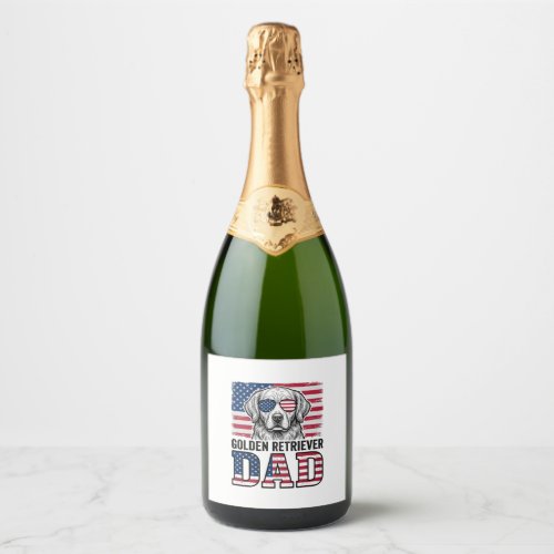 Golden Retriever Dad Patriotic Vintage Dog Shirt_1 Sparkling Wine Label