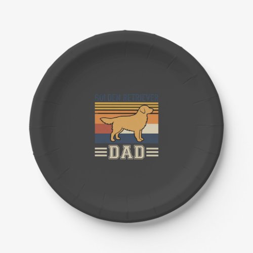Golden Retriever Dad Retro Dog Paper Plates