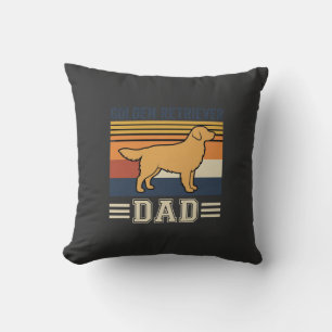 Golden Retriever Dad Retro Dog Throw Pillow
