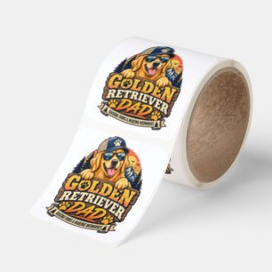 Golden Retriever Dad Retro Vintage Sunset Square Sticker