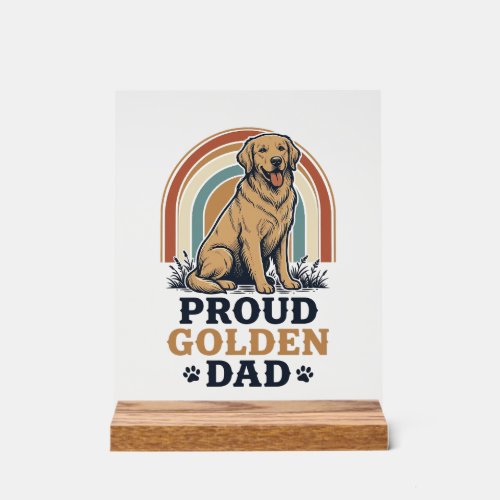 Golden Retriever Dad Shirt Vintage Dog Father Gift Acrylic Sign