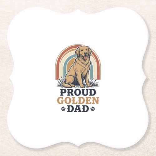 Golden Retriever Dad Shirt Vintage Dog Father Gift Paper Coaster