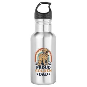 Golden Retriever Dad Shirt Vintage Dog Father Gift Stainless Steel Water Bottle