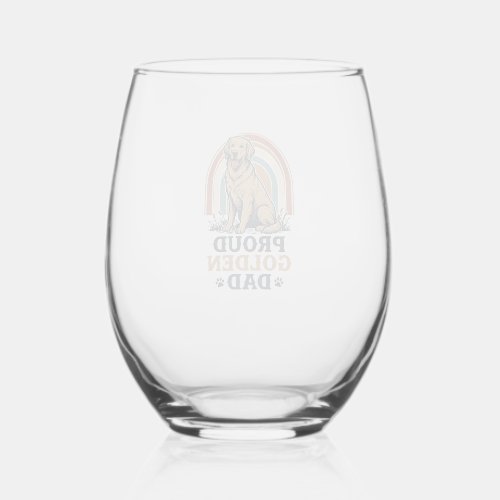 Golden Retriever Dad Shirt Vintage Dog Father Gift Stemless Wine Glass