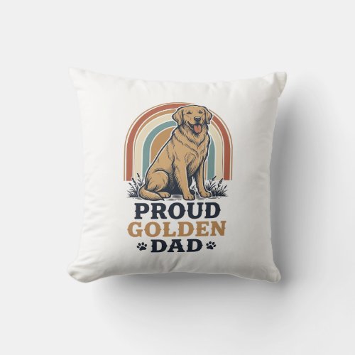 Golden Retriever Dad Shirt Vintage Dog Father Gift Throw Pillow