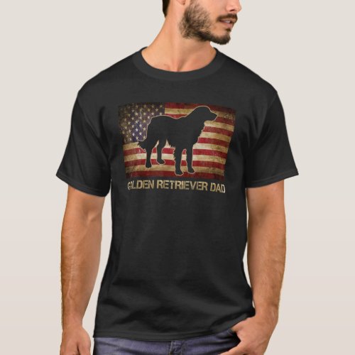 Golden Retriever Dad Vintage American Flag Patriot T_Shirt